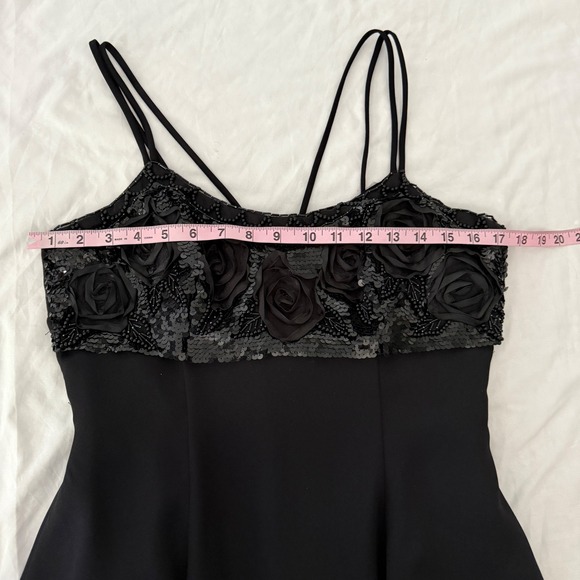 Vintage Dollar Y2K Babydoll Dress S Dark Floral Rose Sequin Dark Romantic Witchy - Picture 8 of 9